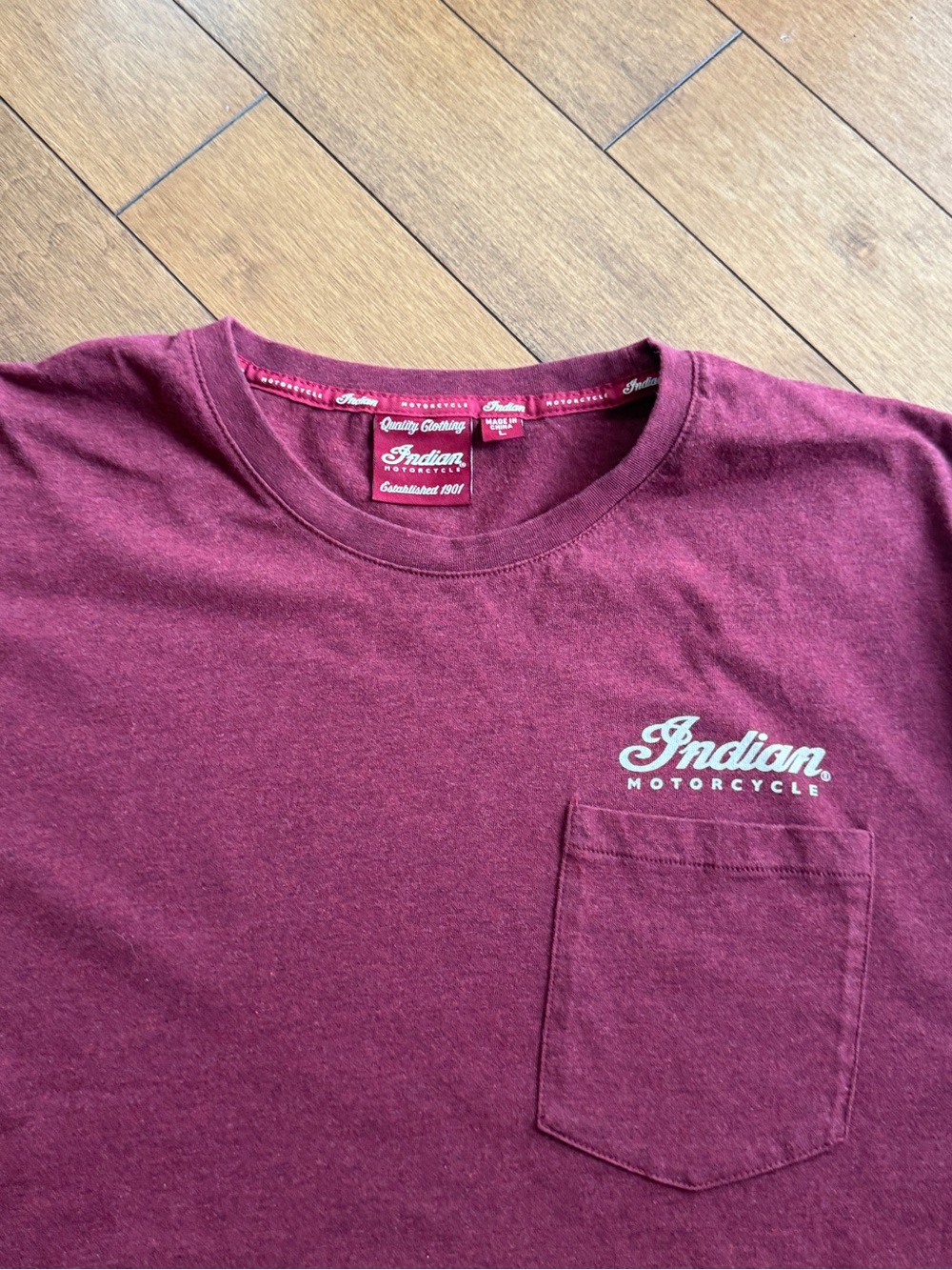 Indian Motorcycle Co. "Since 1901" Graphic Pocket Tee - Heather Maroon Large